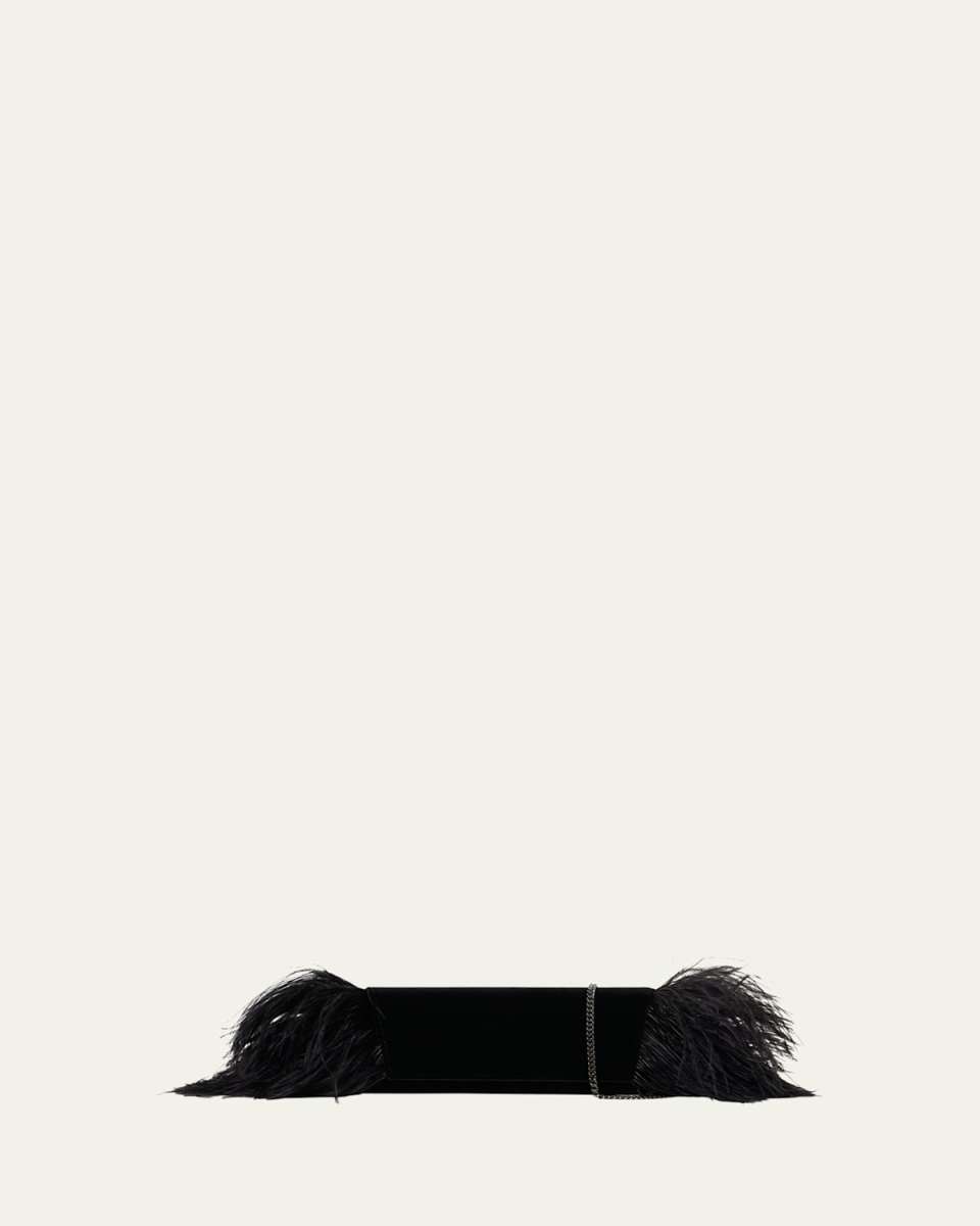 Anouk Small Clutch Bag with Feather Trim